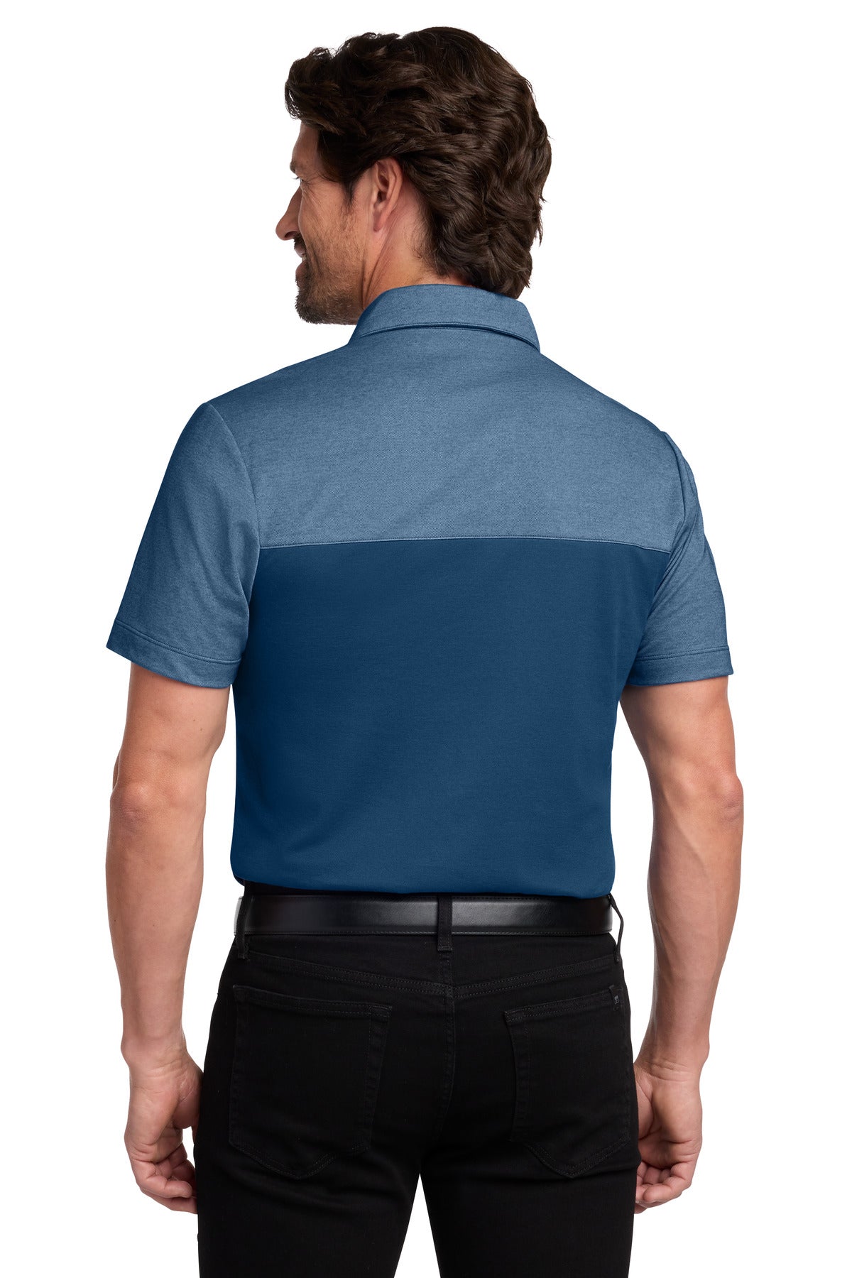 Custom Embroidered Port Authority Polos/Knits in Aegean Blue/ Aegean Blue Heather