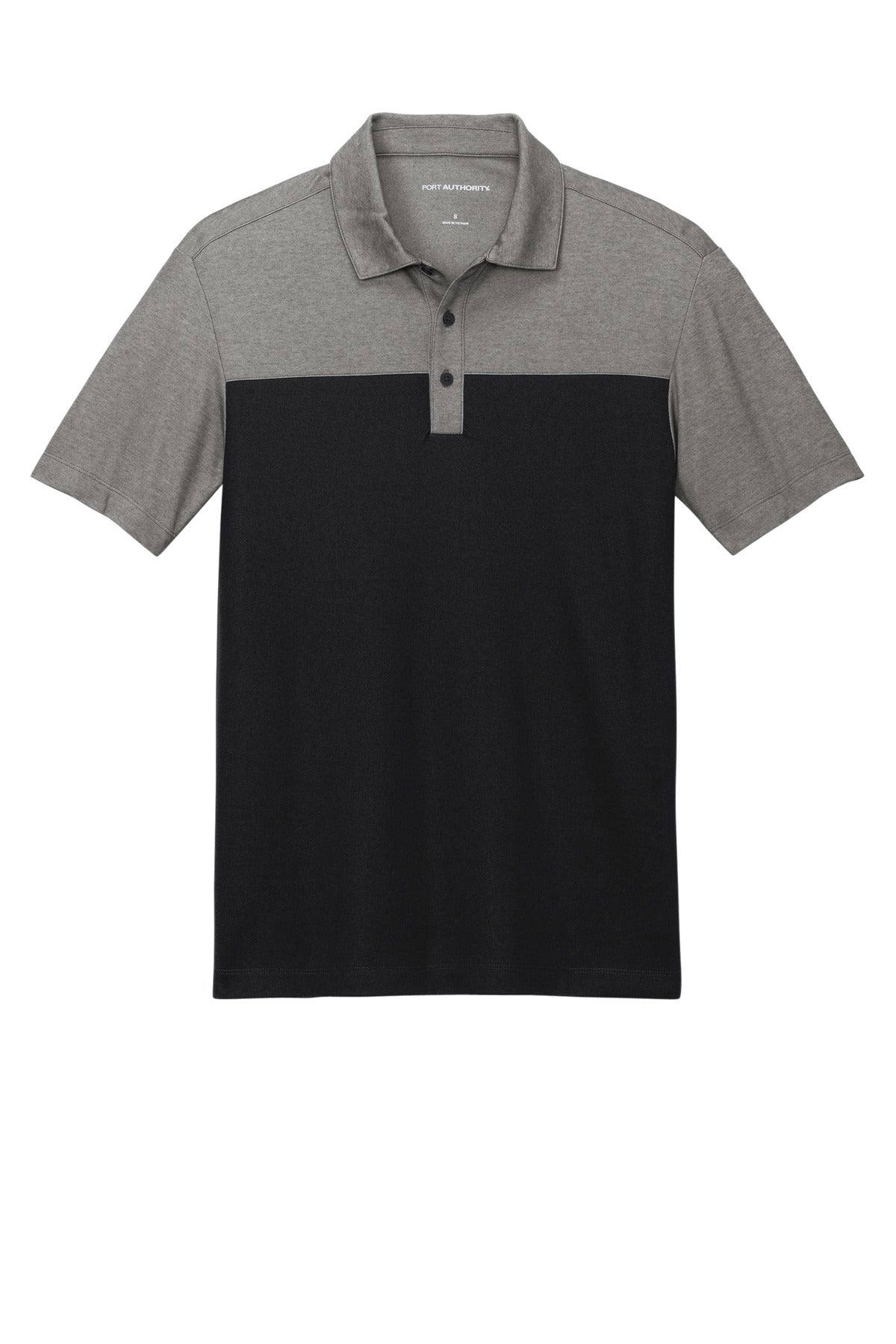 Custom Embroidered Port Authority Polos/Knits in Deep Black/ Charcoal Heather