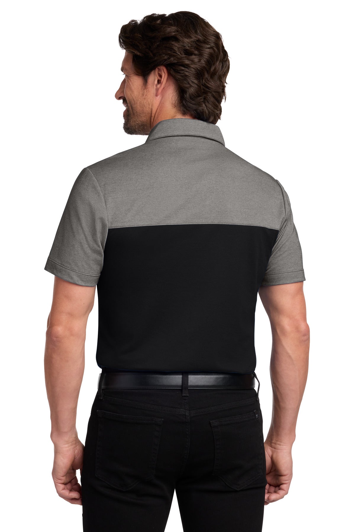 Custom Embroidered Port Authority Polos/Knits in Deep Black/ Charcoal Heather
