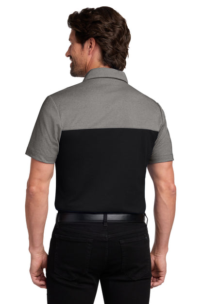 Custom Embroidered Port Authority Polos/Knits in Deep Black/ Charcoal Heather