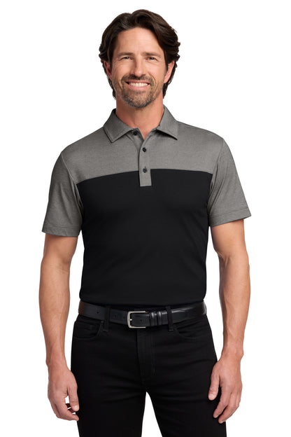 Custom Embroidered Port Authority Polos/Knits in Deep Black/ Charcoal Heather
