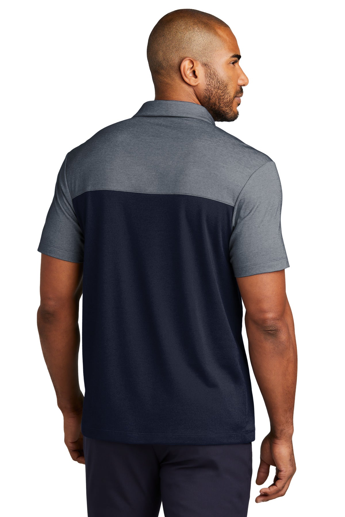Custom Embroidered Port Authority Fine Pique Blend Blocked Polo K831,River Blue Navy/ River Blue Navy Heather