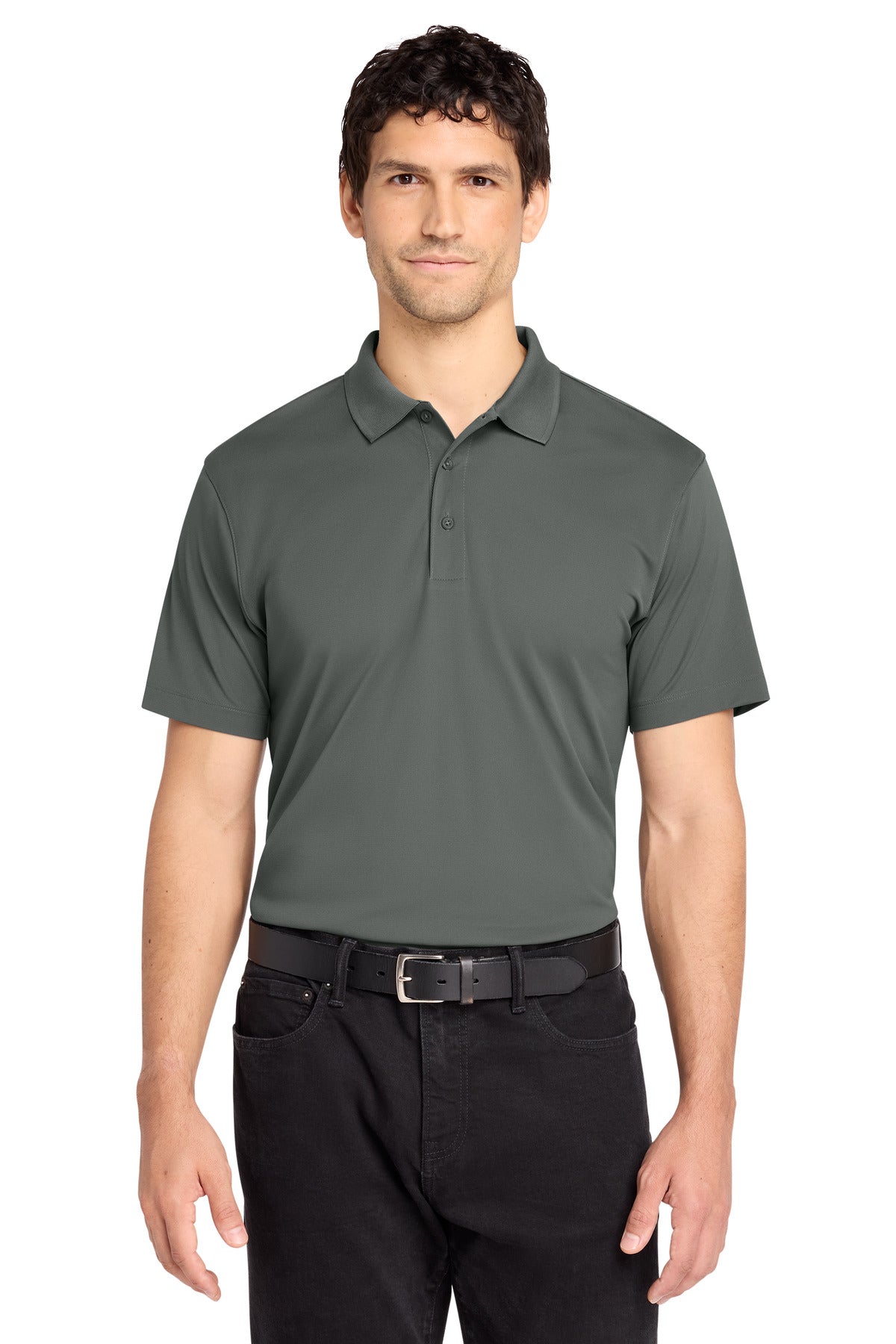 Custom Embroidered Port Authority Polos/Knits in Smoke Grey