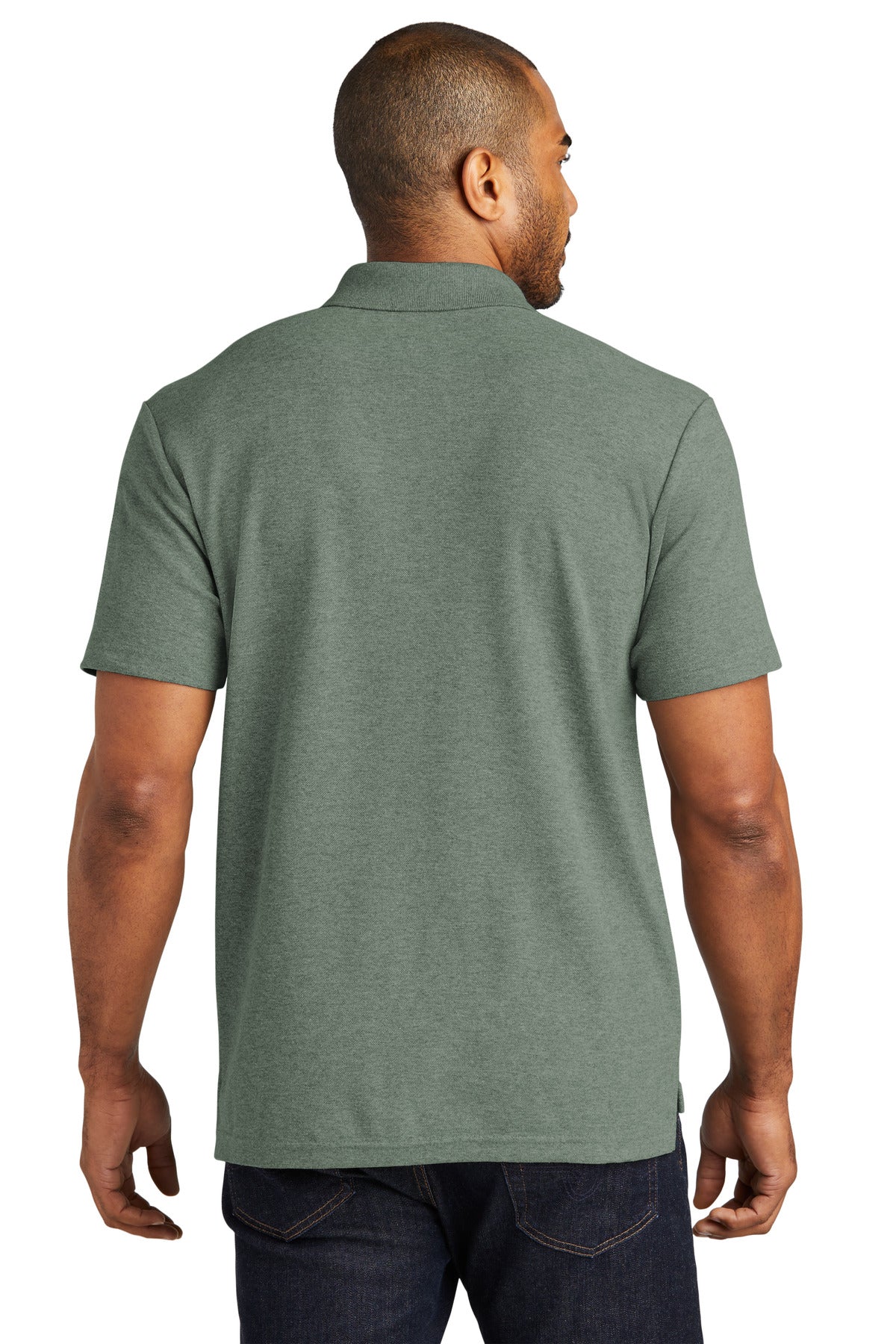 Custom Embroidered Port Authority C-FREE Cotton Blend Pique Polo K867,Dark Green Heather