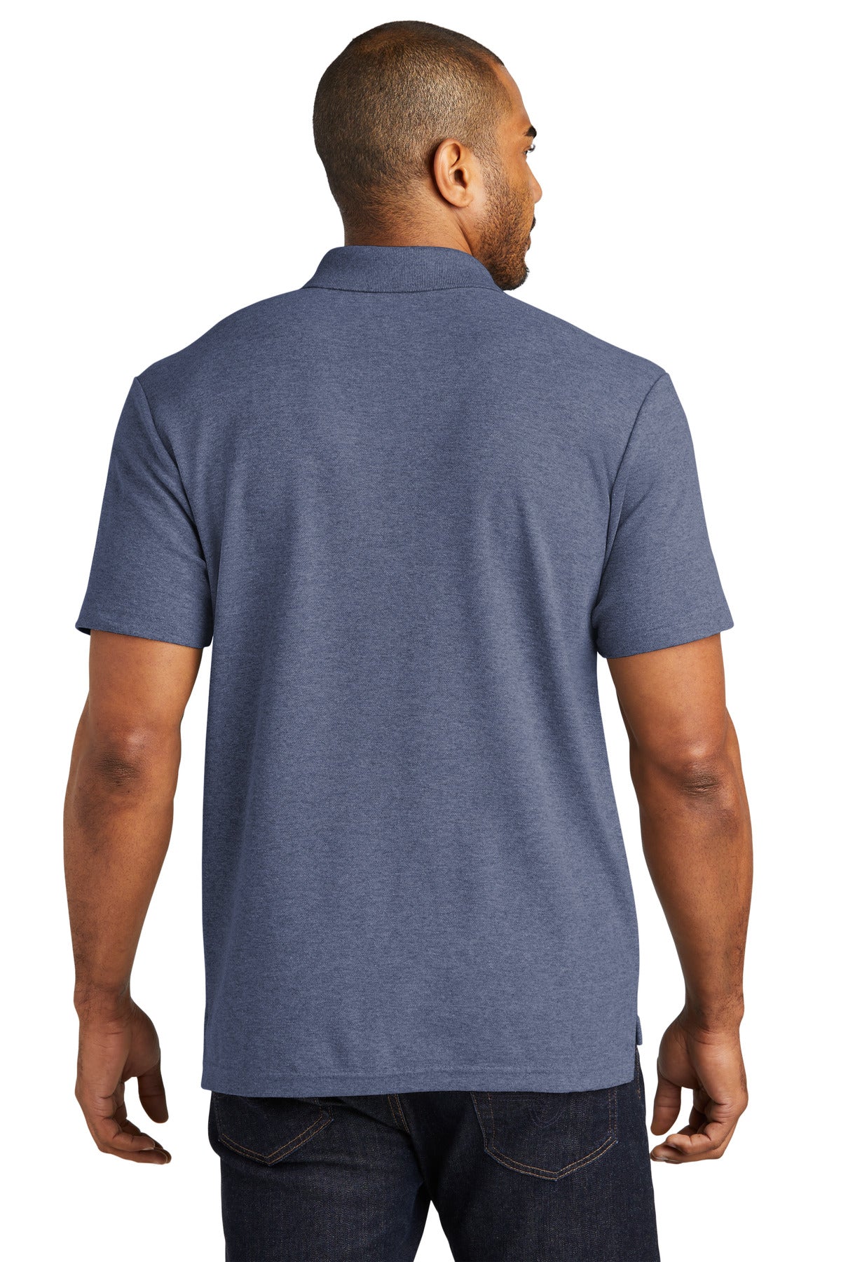 Custom Embroidered Port Authority C-FREE Cotton Blend Pique Polo K867,Navy Heather