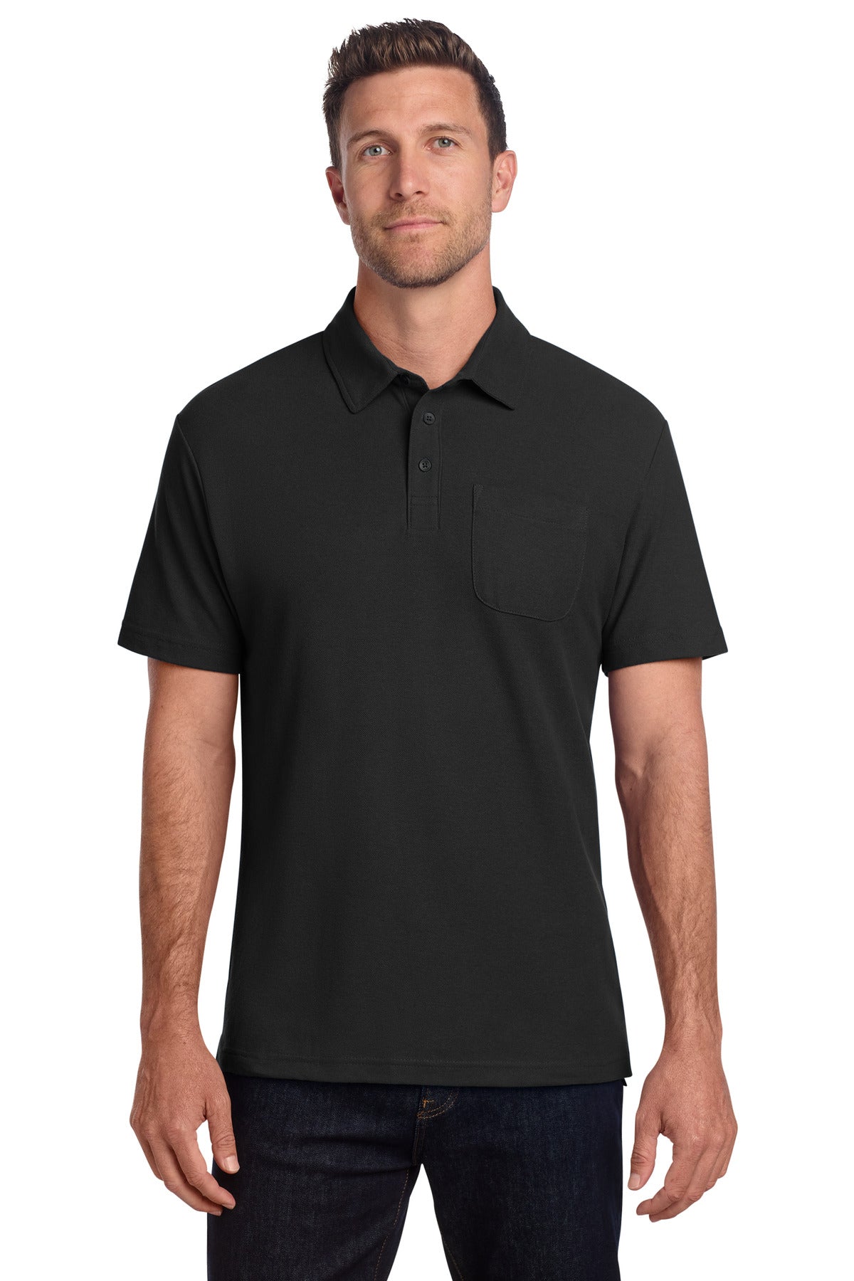 Custom Embroidered Port Authority Polos/Knits in Black