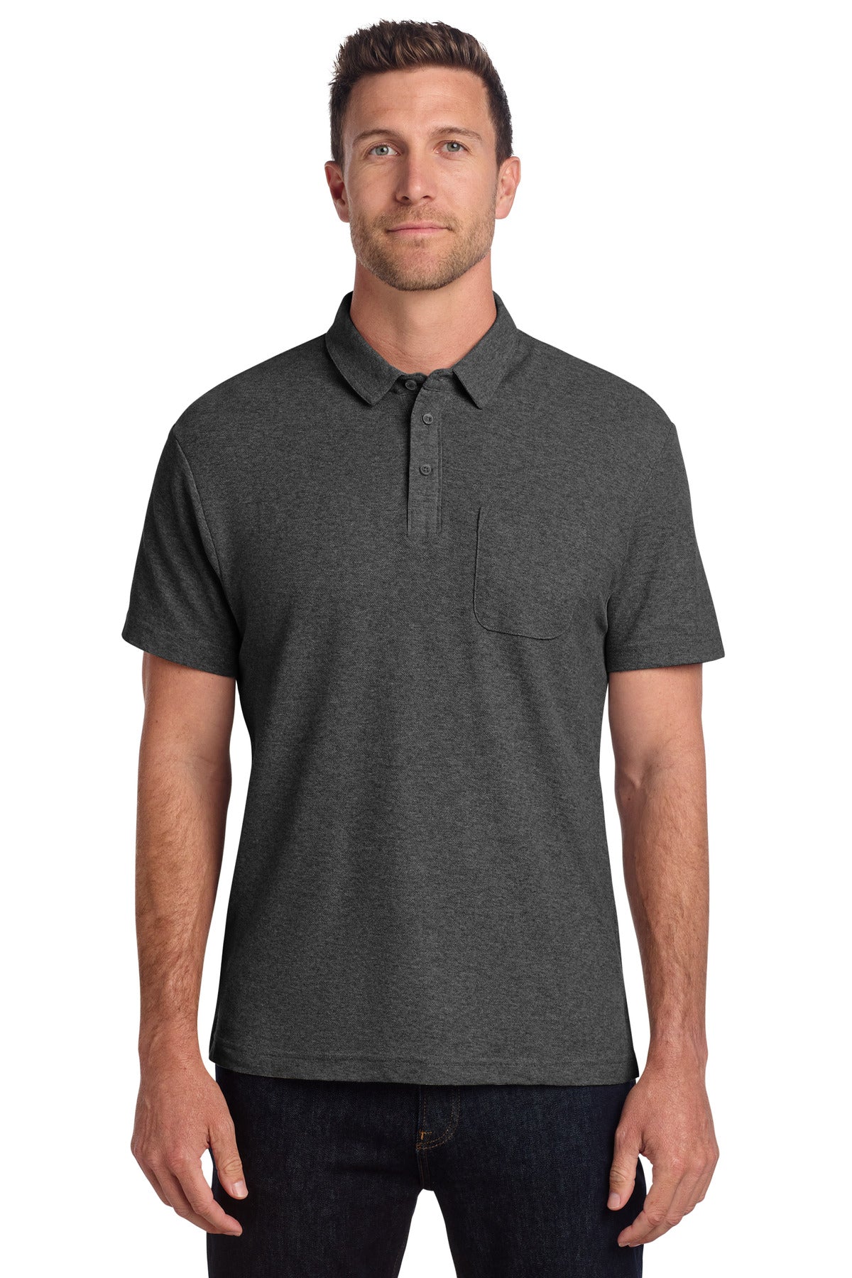 Custom Embroidered Port Authority Polos/Knits in Charcoal Heather