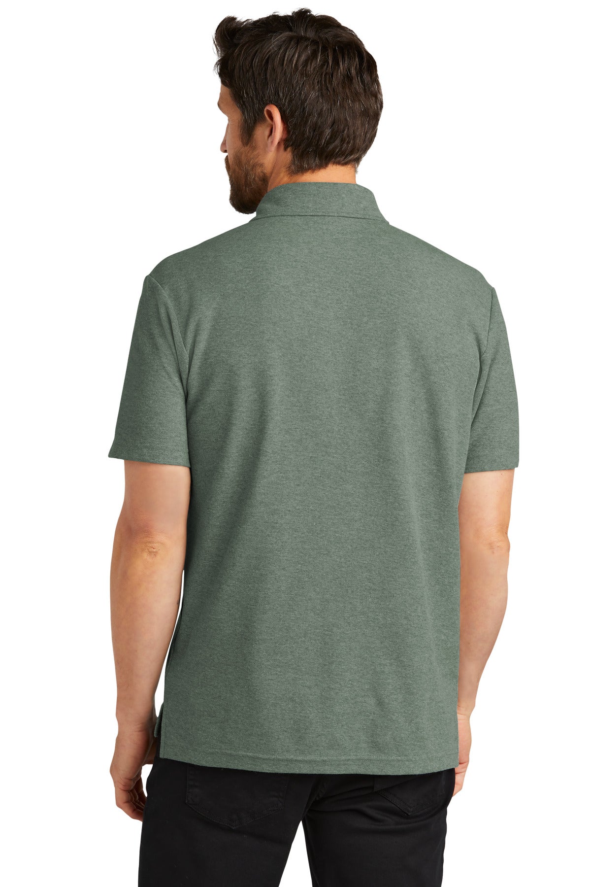Custom Embroidered Port Authority C-FREE Cotton Blend Pique Pocket Polo K868,Dark Green Heather