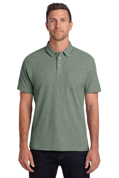 Custom Embroidered Port Authority Polos/Knits in Dark Green Heather