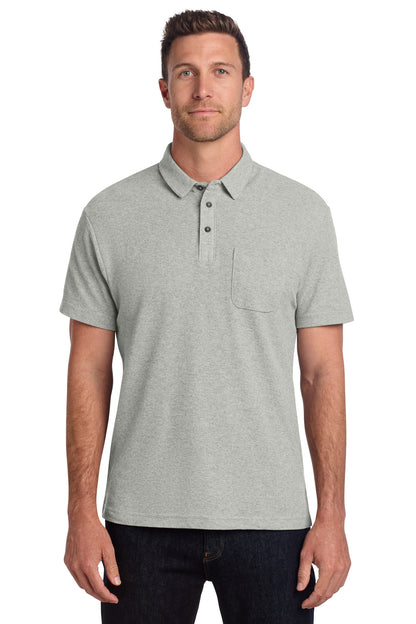 Custom Embroidered Port Authority Polos/Knits in Deep Smoke Heather