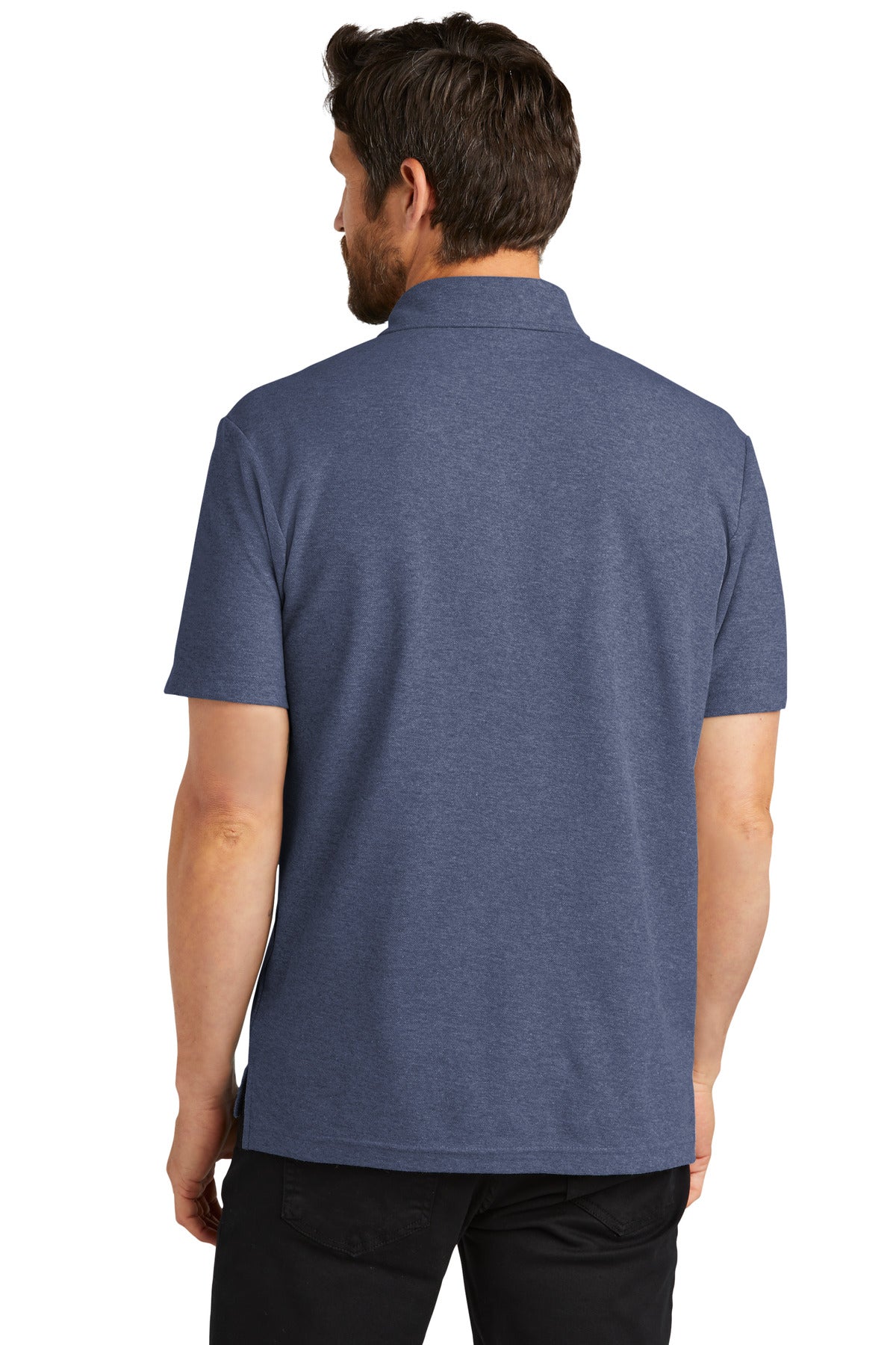 Custom Embroidered Port Authority C-FREE Cotton Blend Pique Pocket Polo K868,Navy Heather