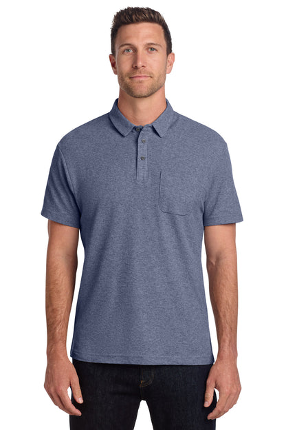 Custom Embroidered Port Authority Polos/Knits in Navy Heather