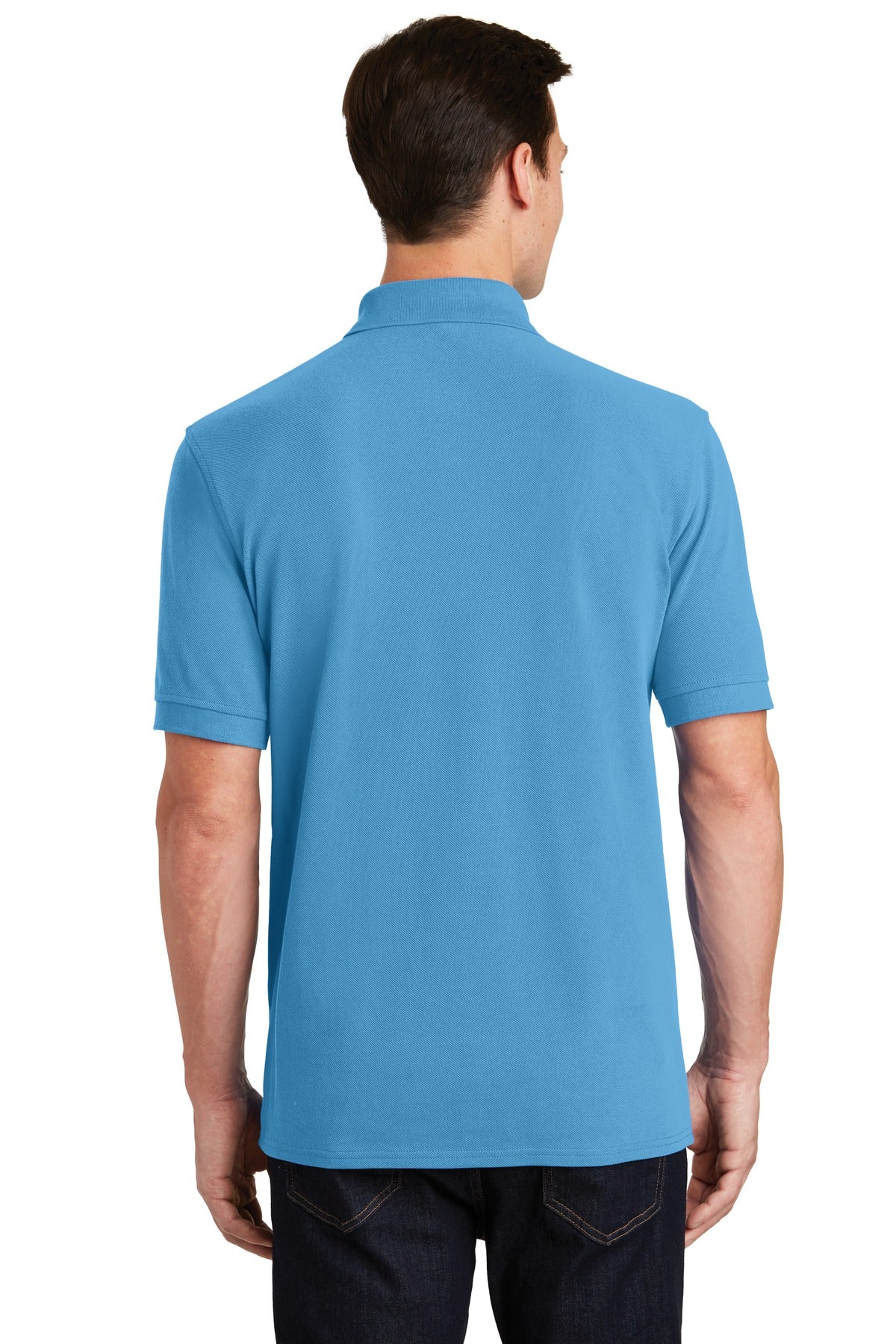 Custom Embroidered Port & Co Polos in Aquatic Blue