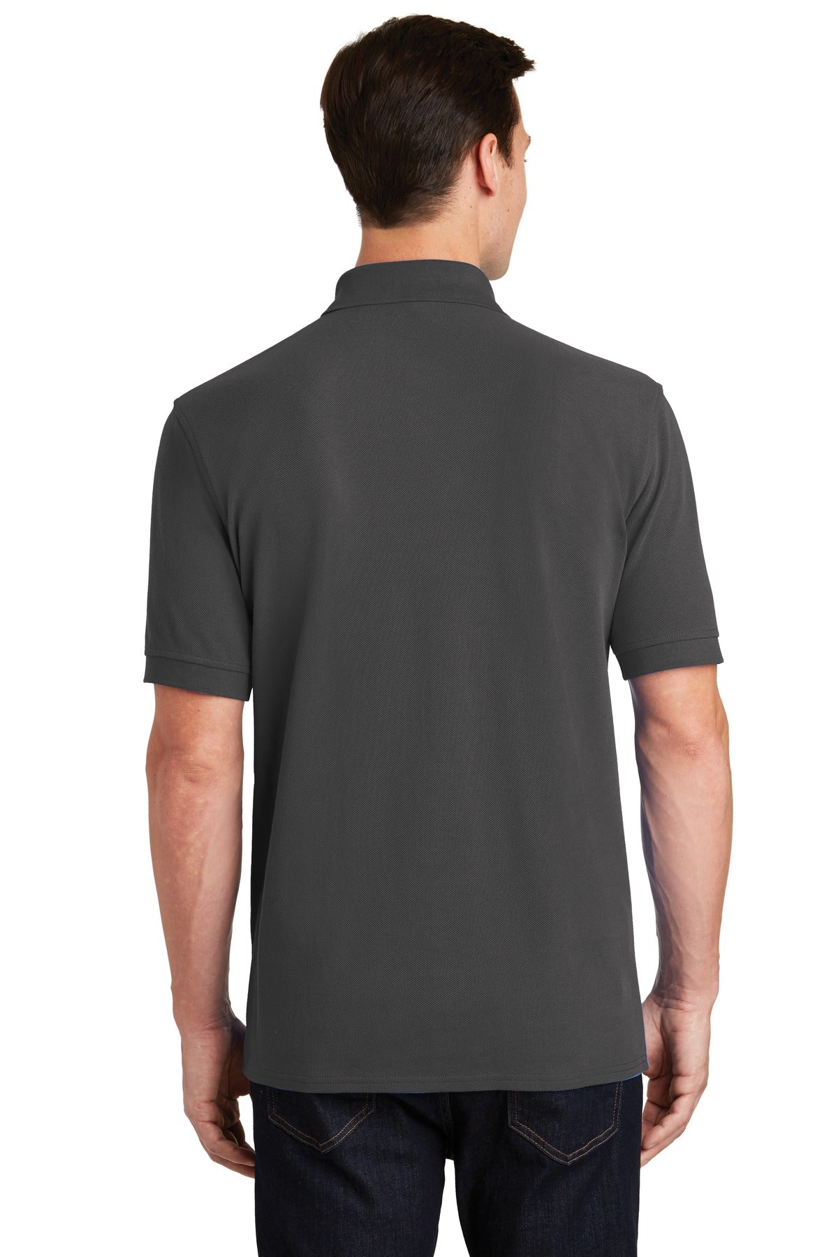 Custom Embroidered Port & Company Combed Ring Spun Pique Polo. KP1500,Charcoal
