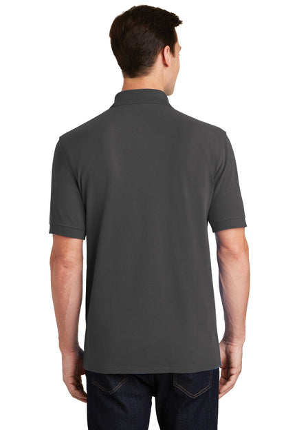 Custom Embroidered Port & Company Combed Ring Spun Pique Polo. KP1500,Charcoal