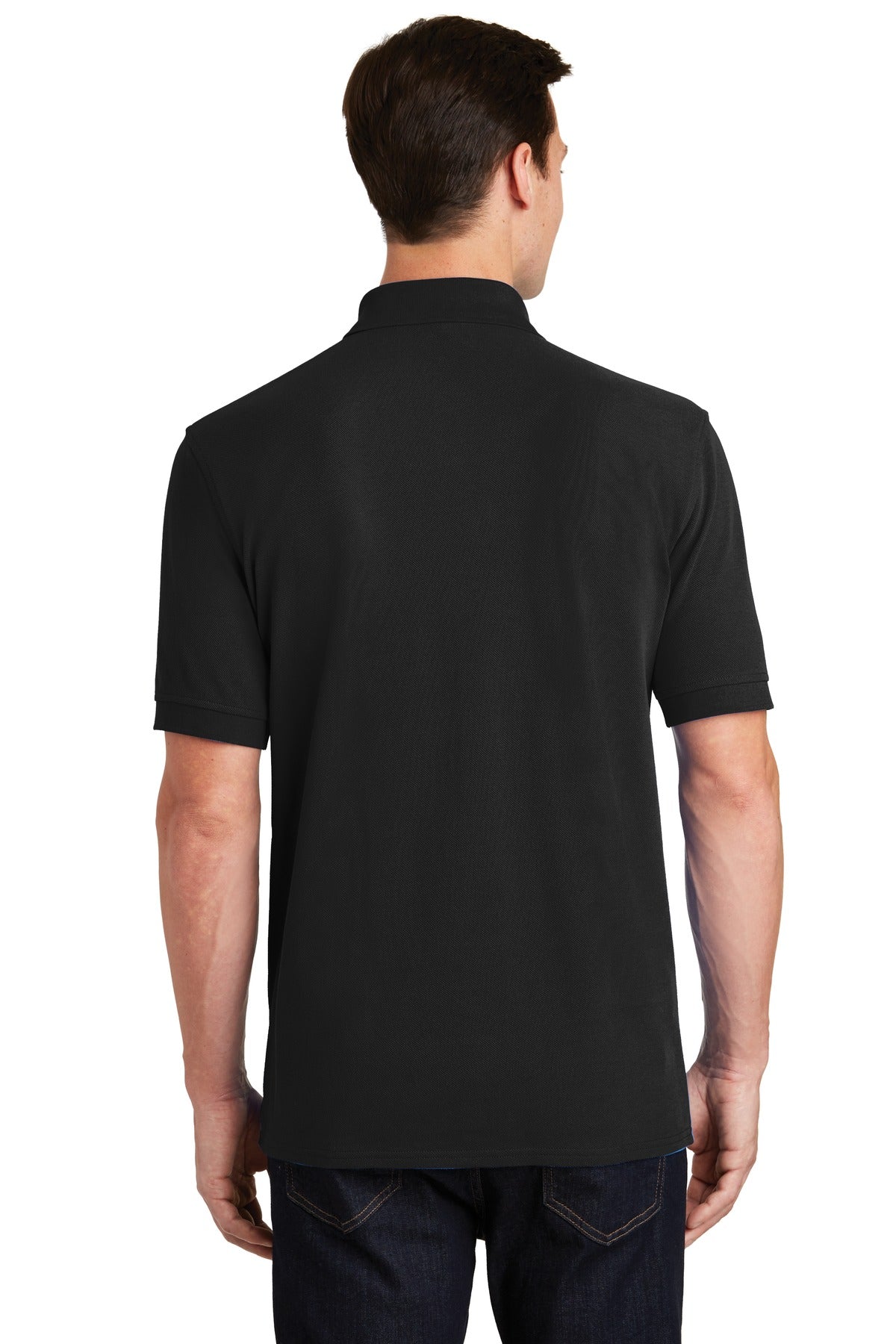 Custom Embroidered Port & Company Combed Ring Spun Pique Polo. KP1500,Jet Black