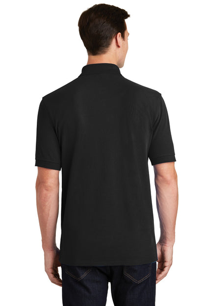 Custom Embroidered Port & Company Combed Ring Spun Pique Polo. KP1500,Jet Black