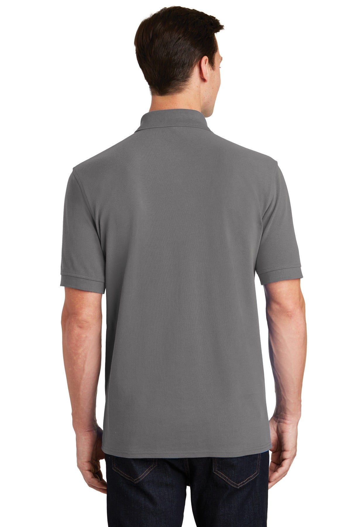 Custom Embroidered Port & Co Polos in Medium Grey