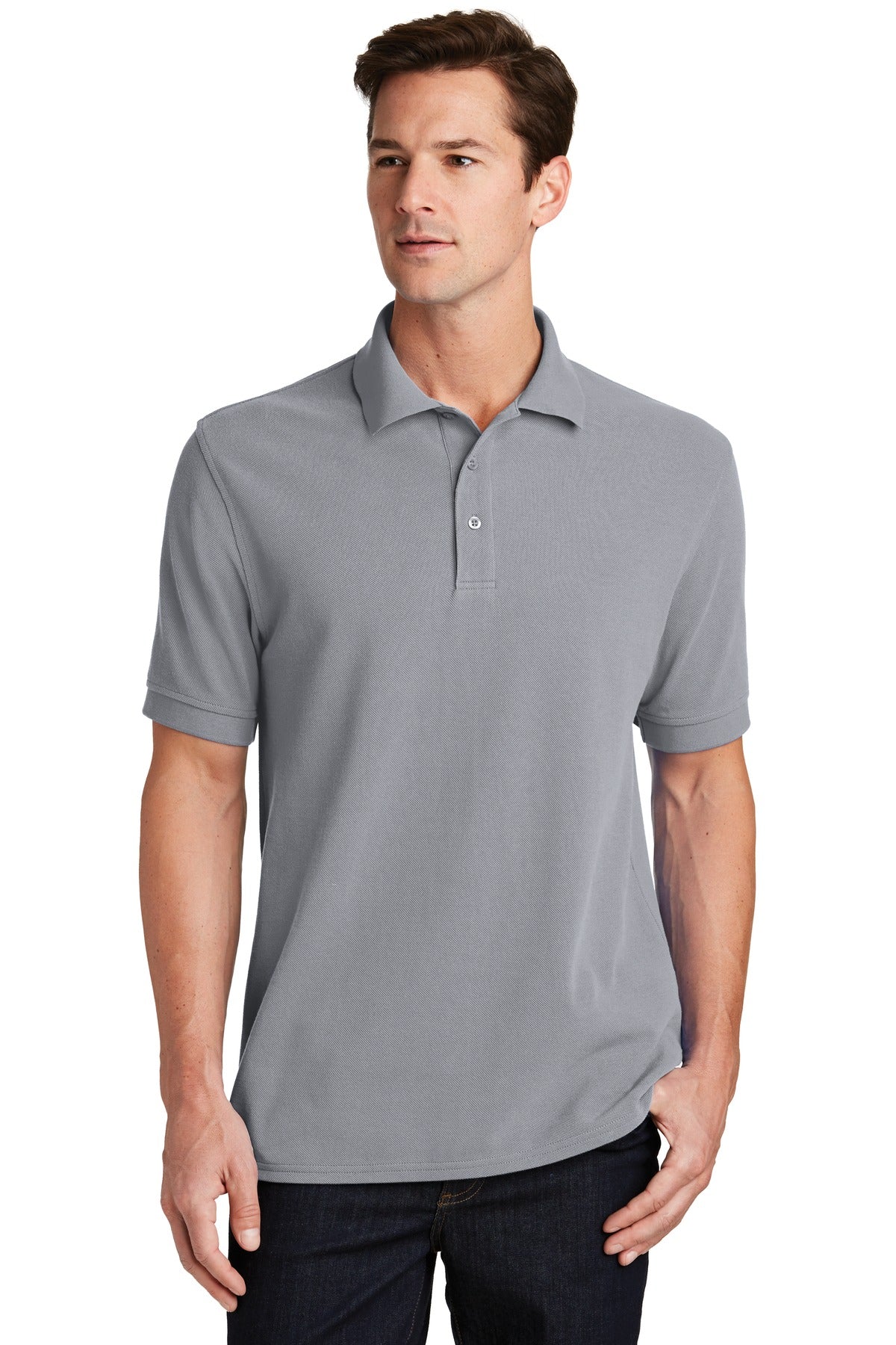 Custom Embroidered Port & Co Polos in Silver