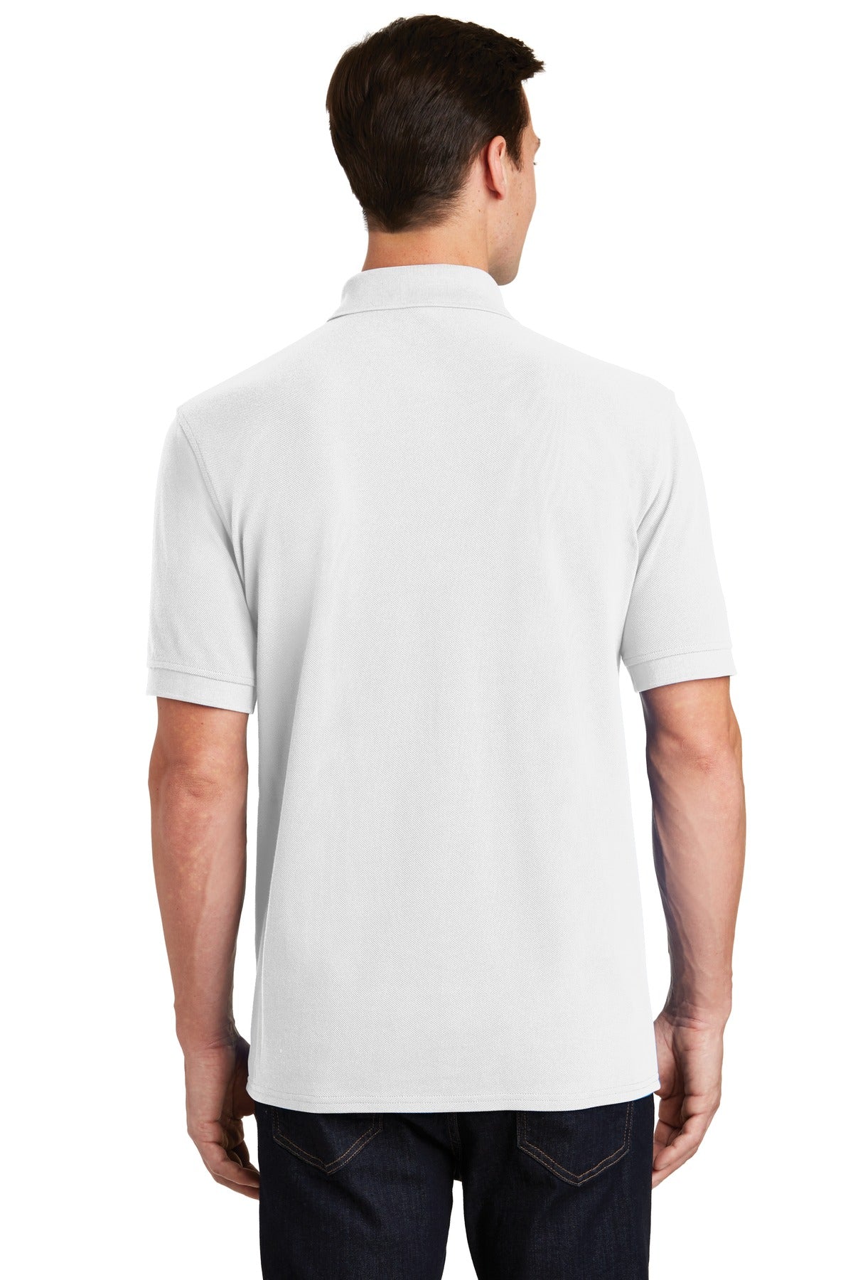 Custom Embroidered Port & Company Combed Ring Spun Pique Polo. KP1500,White