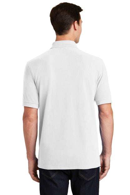 Custom Embroidered Port & Company Combed Ring Spun Pique Polo. KP1500,White