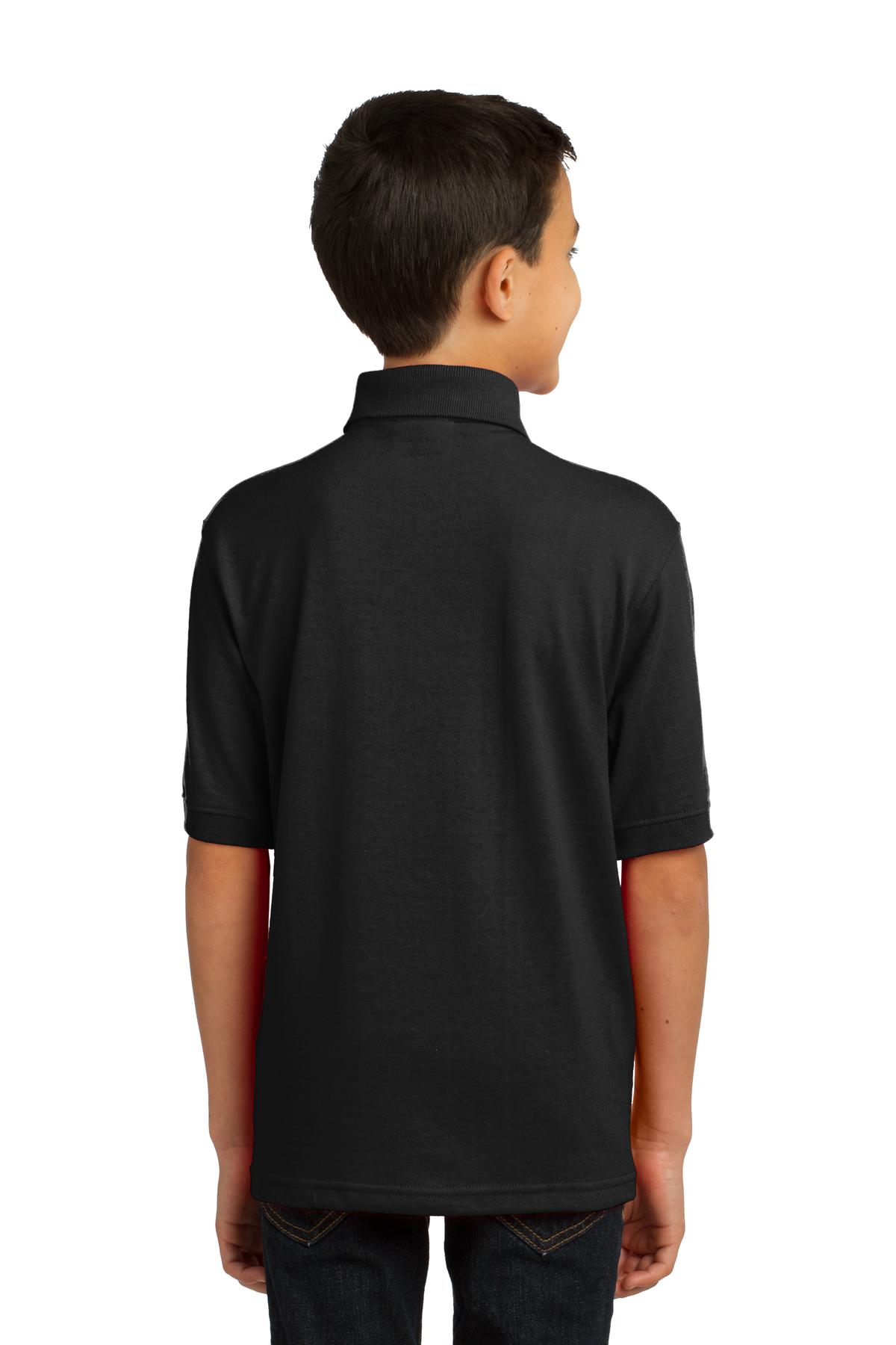 Custom Embroidered Port & Company Youth Core Blend Jersey Knit Polo. KP55Y,Jet Black