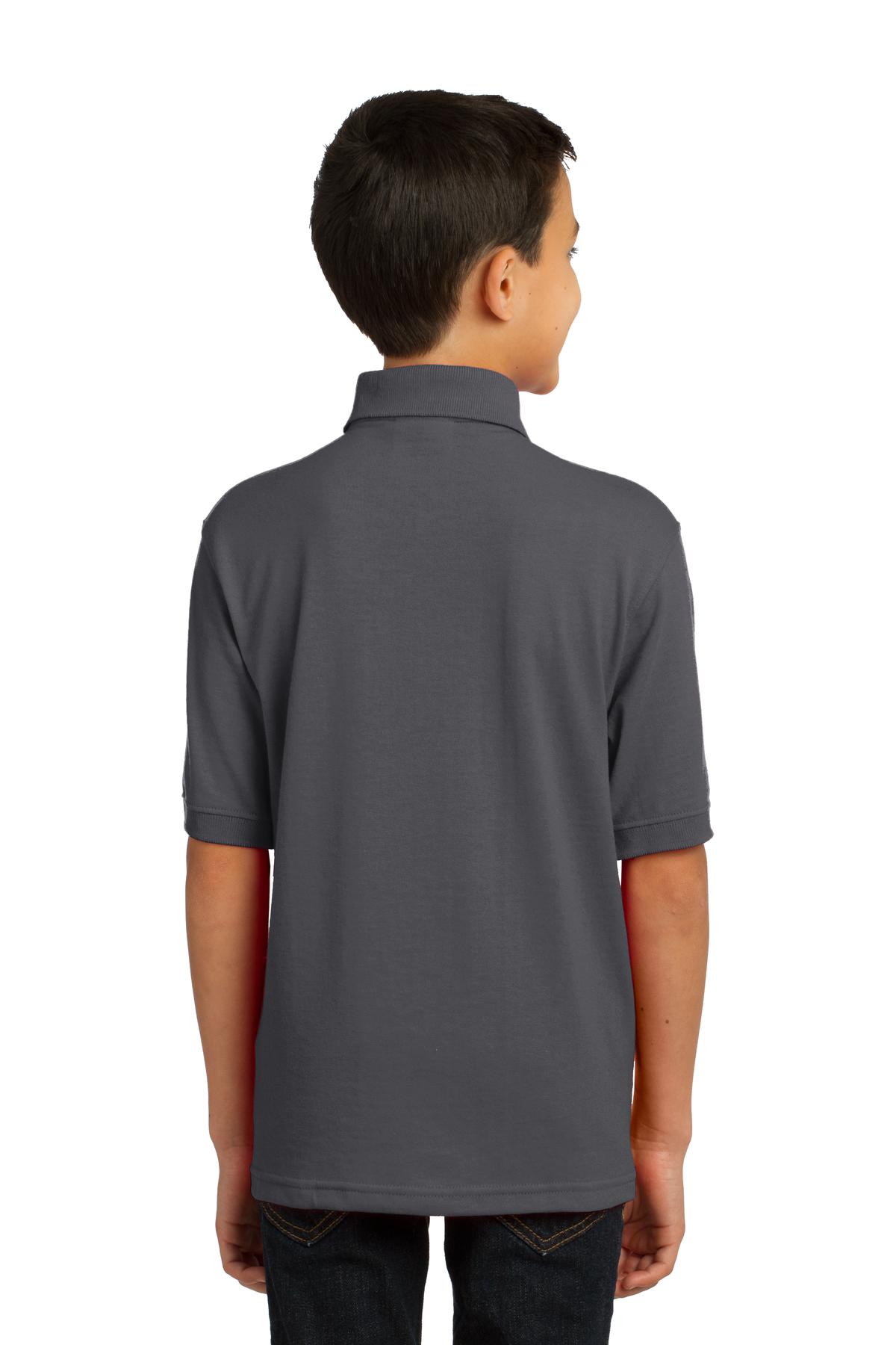Custom Embroidered Port & Company Youth Core Blend Jersey Knit Polo. KP55Y,Charcoal