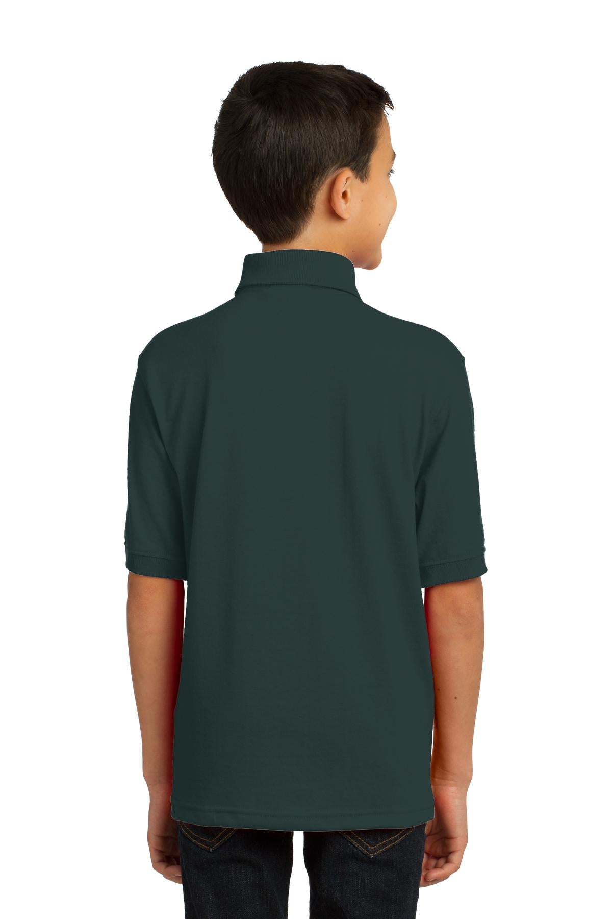 Custom Embroidered Port & Company Youth Core Blend Jersey Knit Polo. KP55Y,Dark Green
