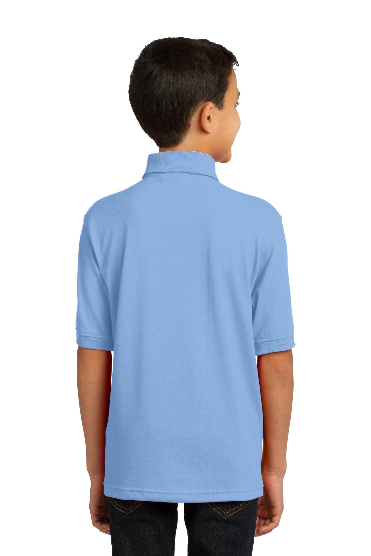 Custom Embroidered Port & Company Youth Core Blend Jersey Knit Polo. KP55Y,Light Blue