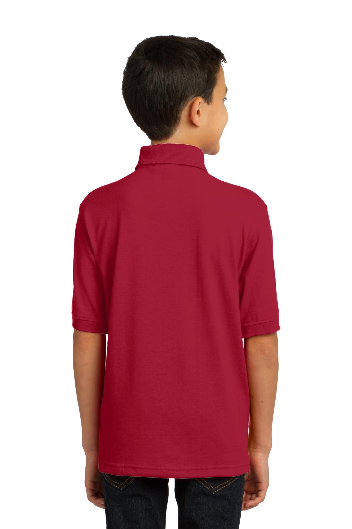 Custom Embroidered Port & Company Youth Core Blend Jersey Knit Polo. KP55Y,Red