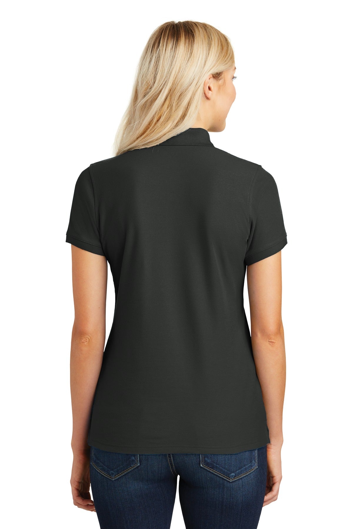 Custom Embroidered Port Authority Women's Core Classic Pique Polo. L100,Deep Black