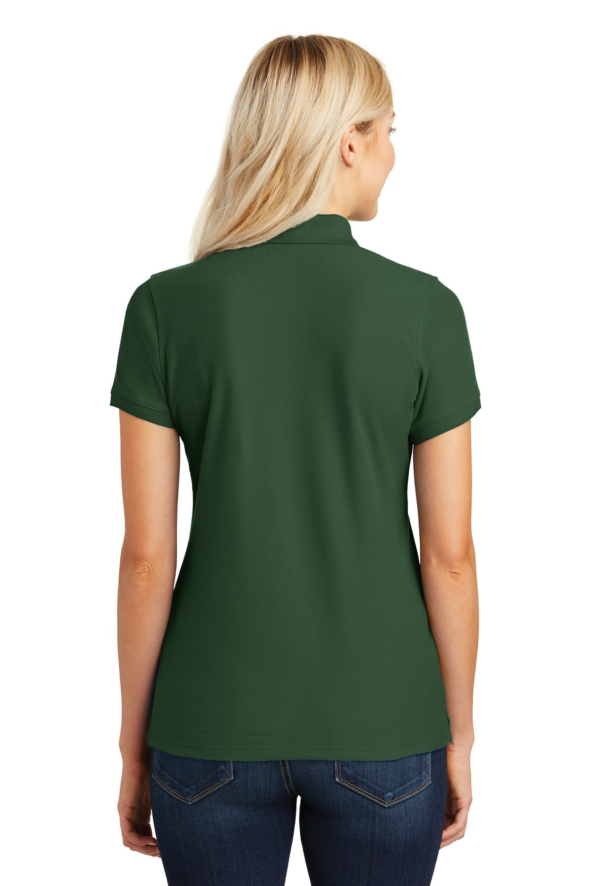 Custom Embroidered Port Authority Women's Core Classic Pique Polo. L100,Deep Forest Green