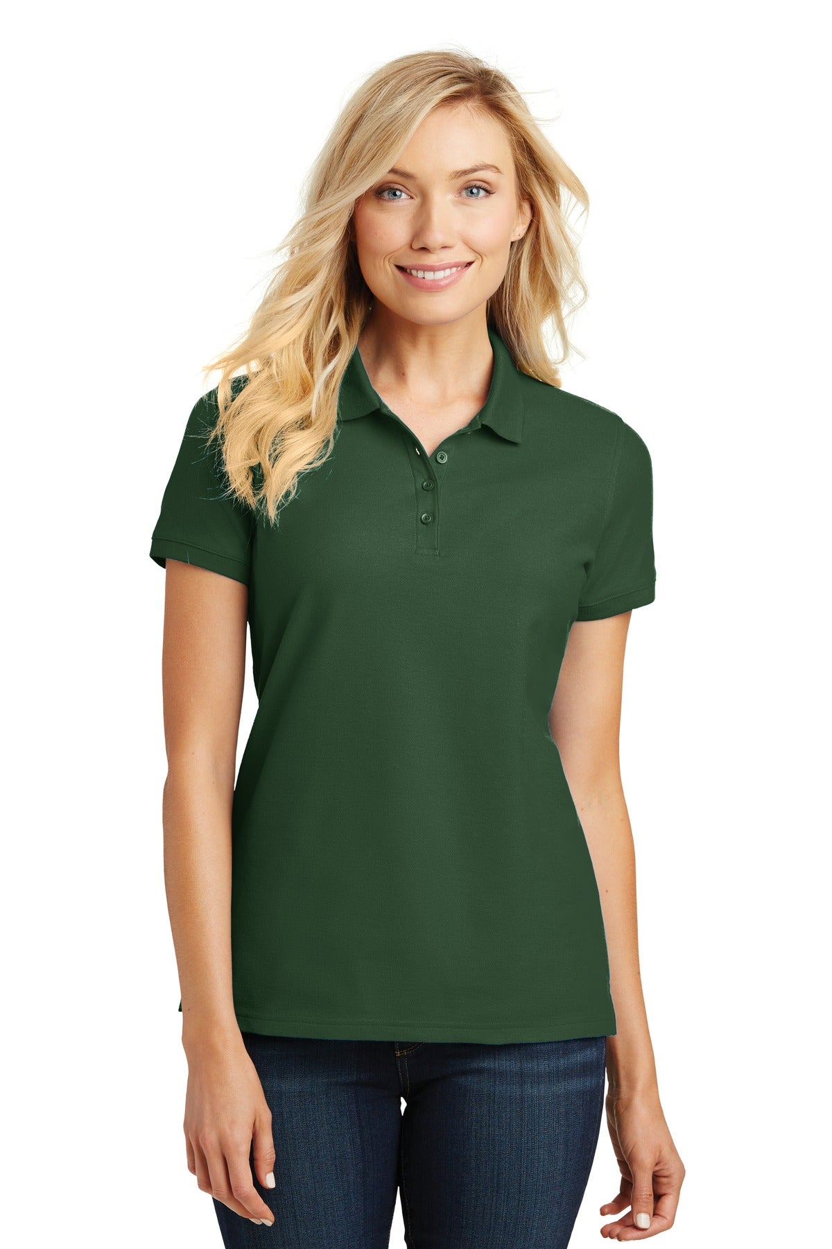 Custom Embroidered Port Authority Polos/Knits in Deep Forest Green