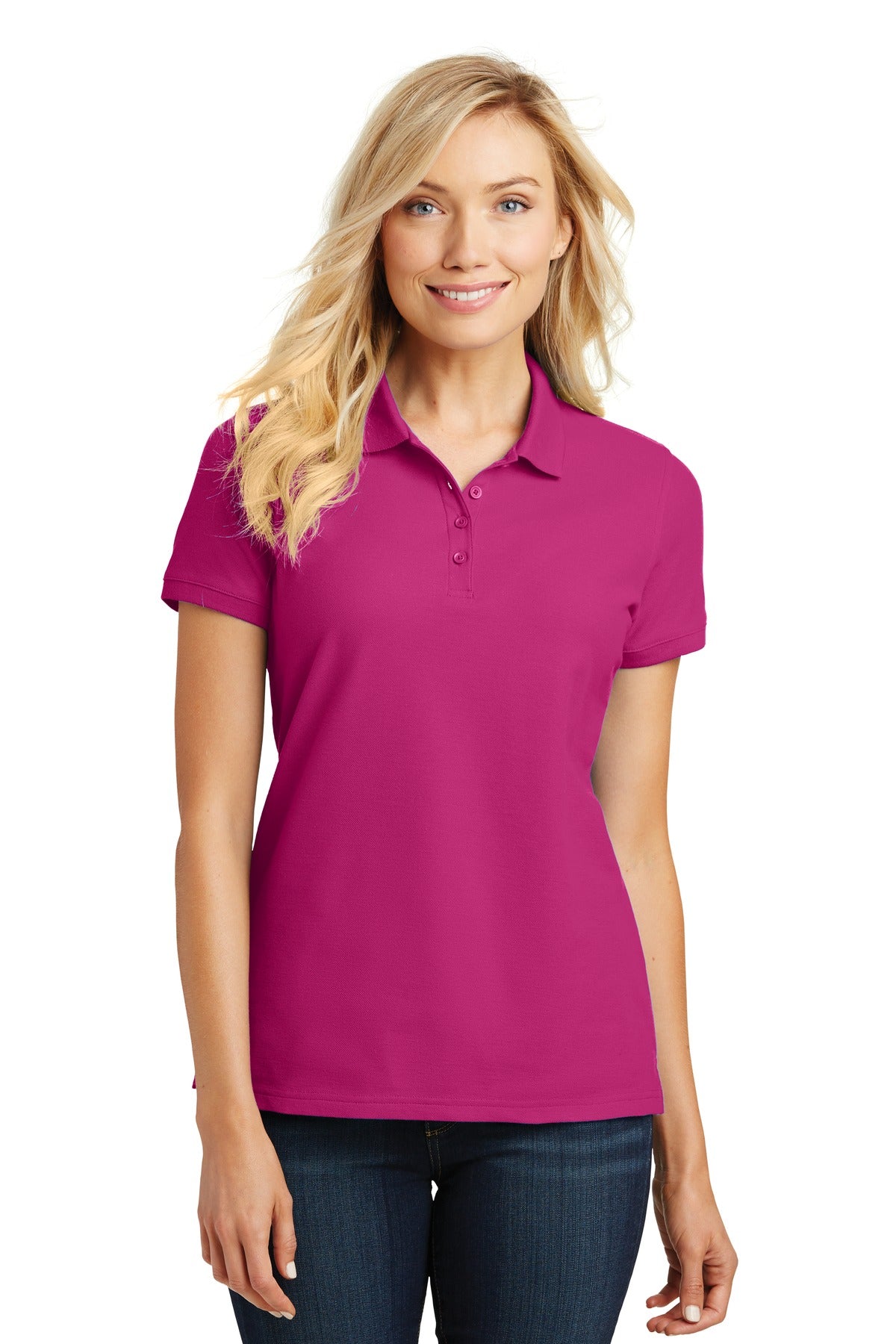 Custom Embroidered Port Authority Polos/Knits in Pink Azalea