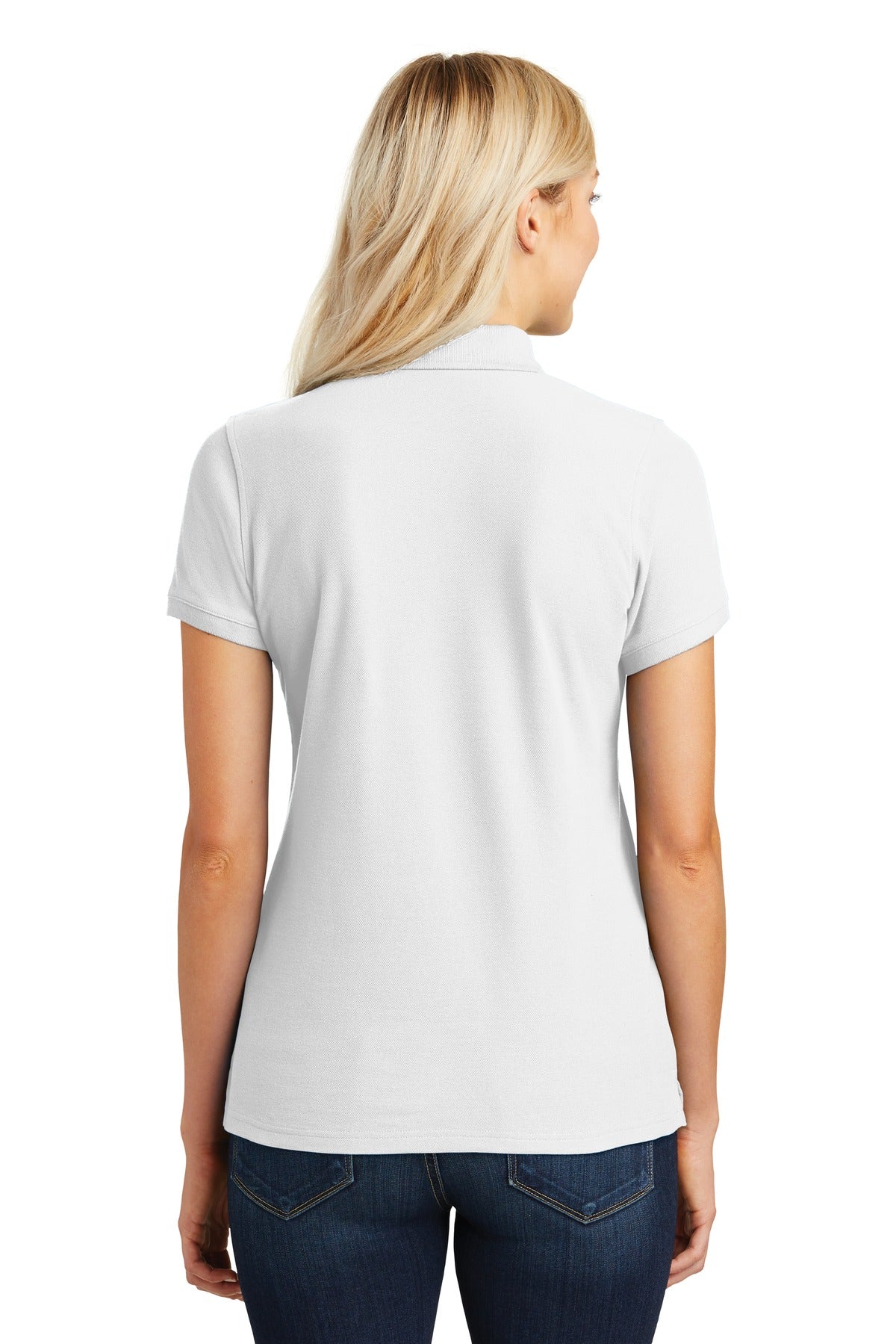 Custom Embroidered Port Authority Women's Core Classic Pique Polo. L100,White