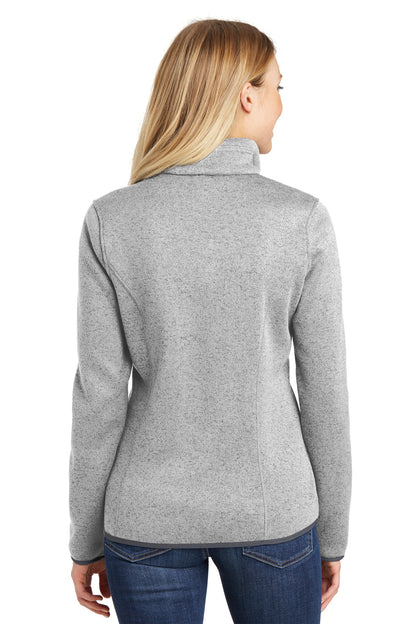 Custom Embroidered Port Authority Women's Sweater Fleece Jacket. L232,Grey Heather