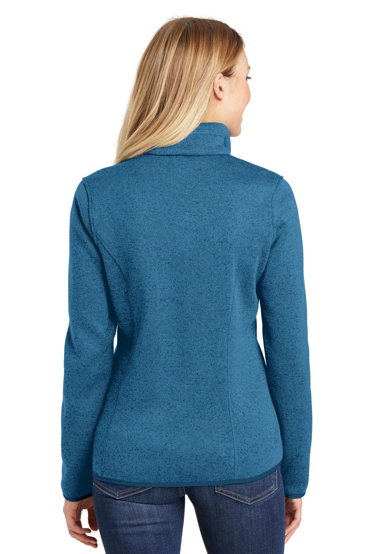 Custom Embroidered Port Authority Women's Sweater Fleece Jacket. L232,Medium Blue Heather