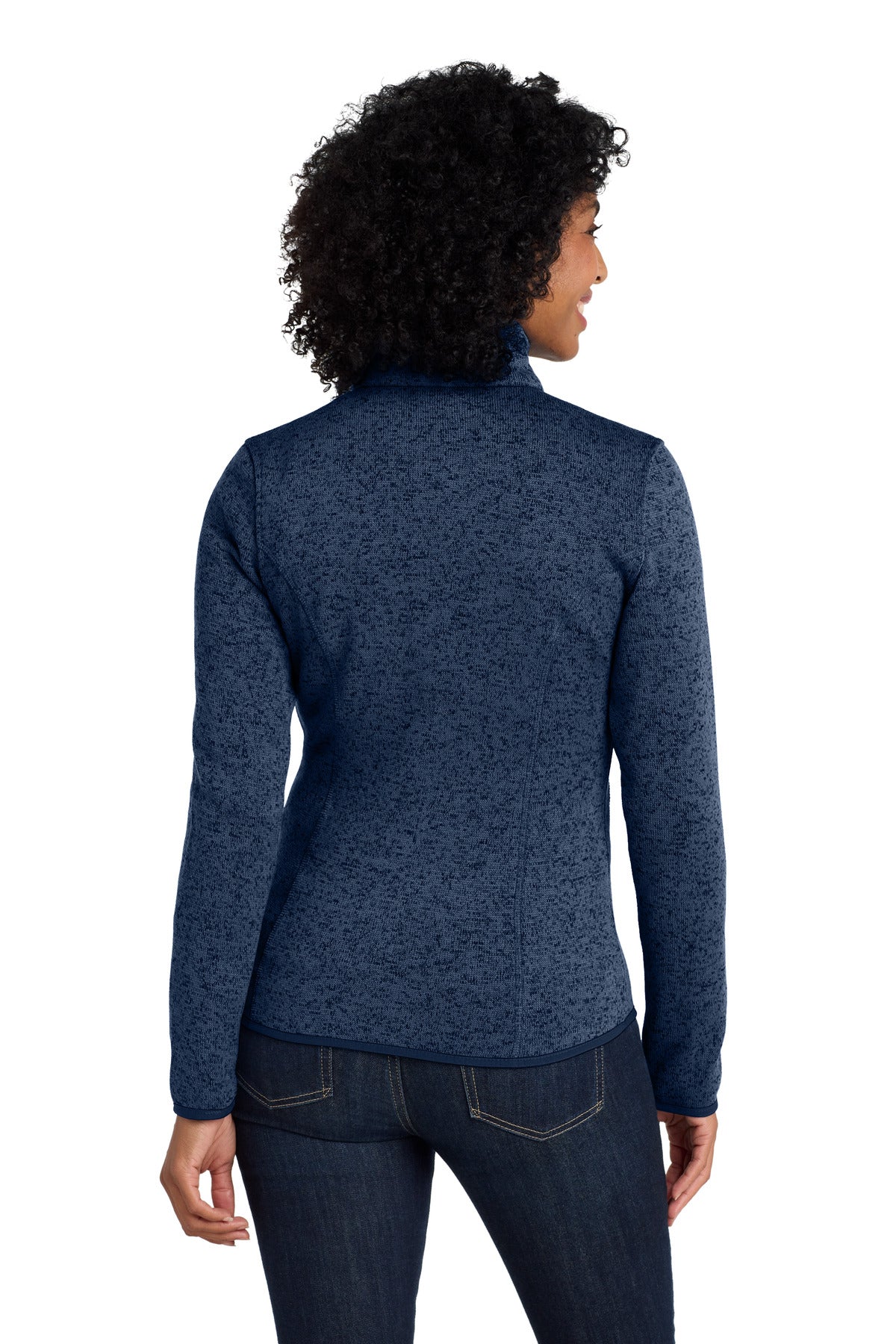Custom Embroidered Port Authority Women's Sweater Fleece Jacket. L232,River Blue Navy Heather