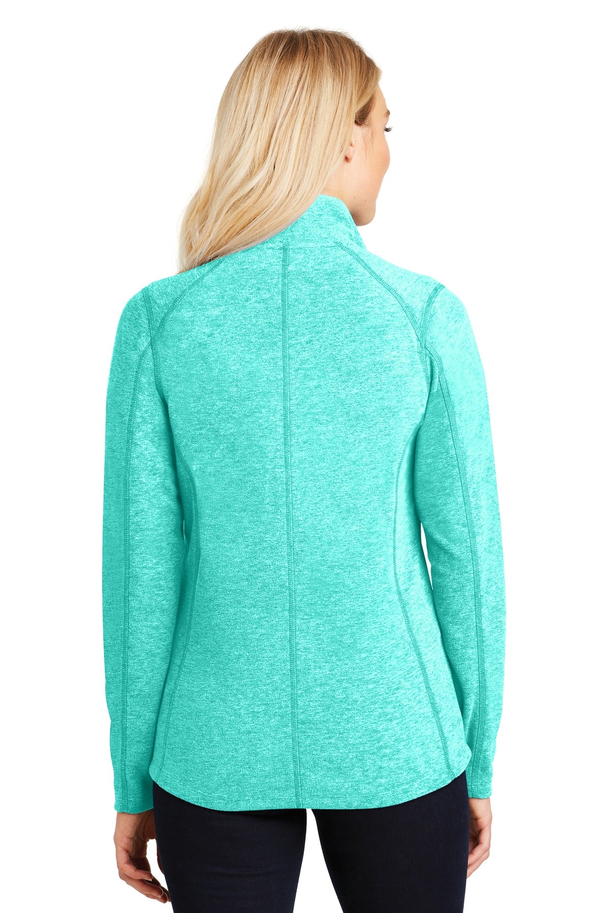 Custom Embroidered Port Authority Women's Heather Microfleece Full-Zip Jacket. L235,Aqua Green Heather