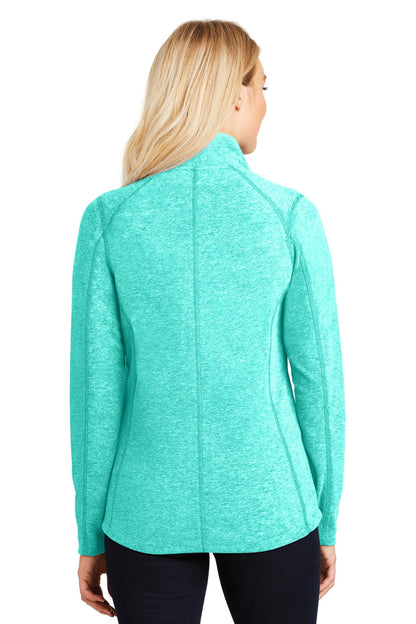 Custom Embroidered Port Authority Women's Heather Microfleece Full-Zip Jacket. L235,Aqua Green Heather
