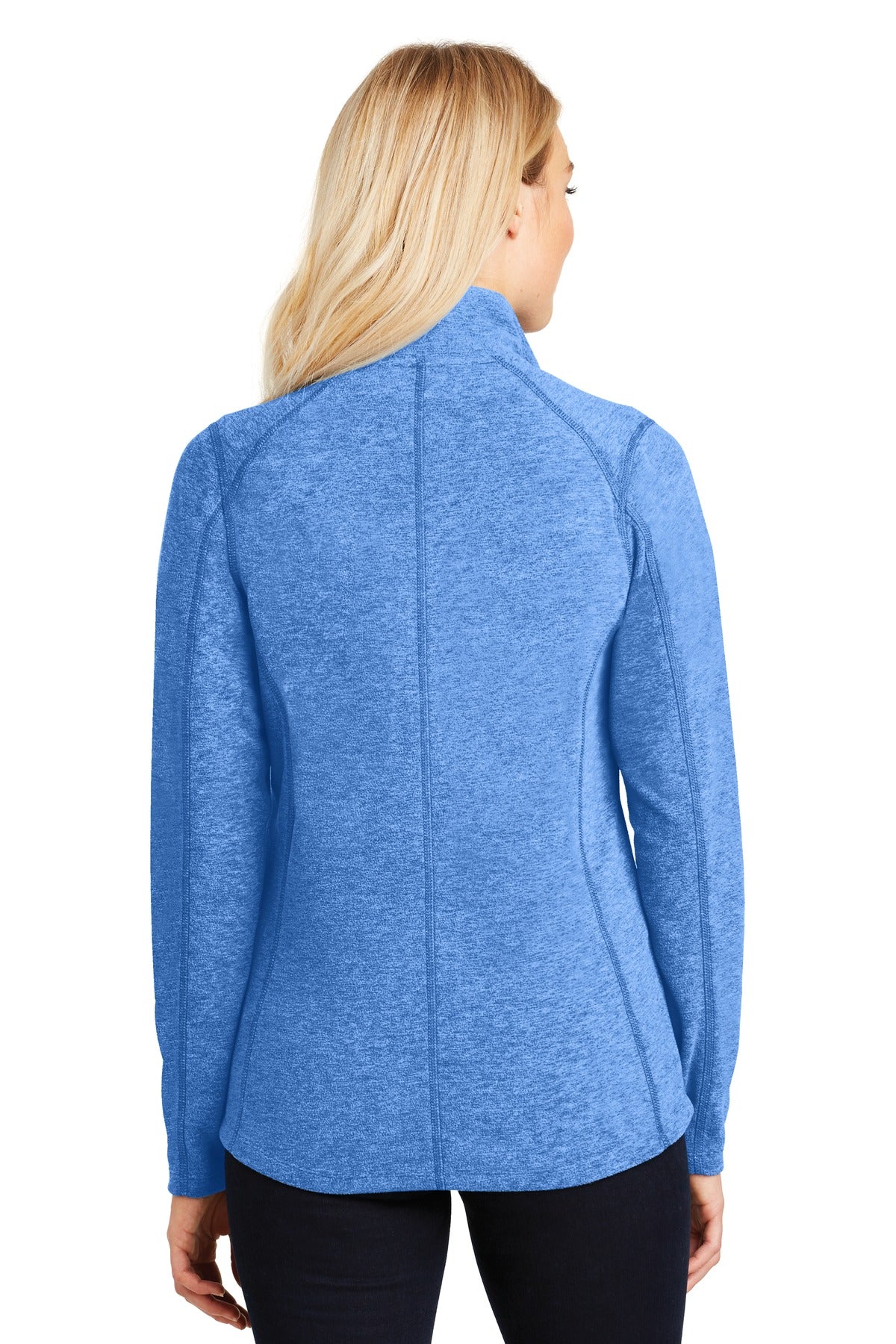 Custom Embroidered Port Authority Women's Heather Microfleece Full-Zip Jacket. L235,Light Royal Heather