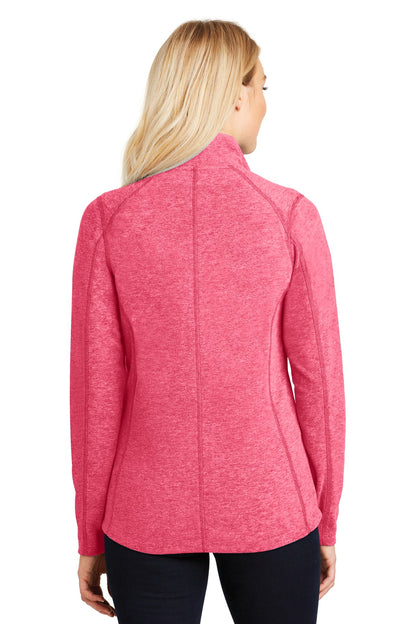 Custom Embroidered Port Authority Women's Heather Microfleece Full-Zip Jacket. L235,Pink Raspberry Heather