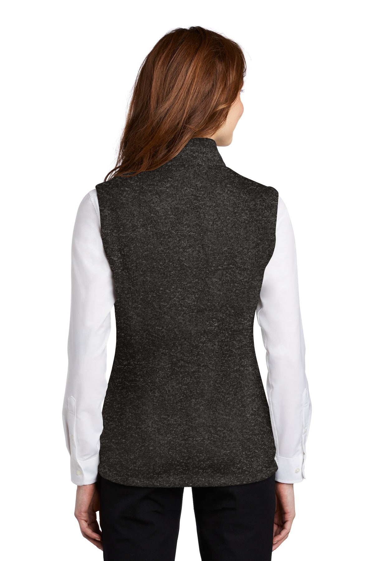 Custom Embroidered Port Authority  Women's Sweater Fleece Vest L236,Black Heather