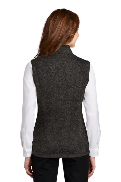 Custom Embroidered Port Authority  Women's Sweater Fleece Vest L236,Black Heather