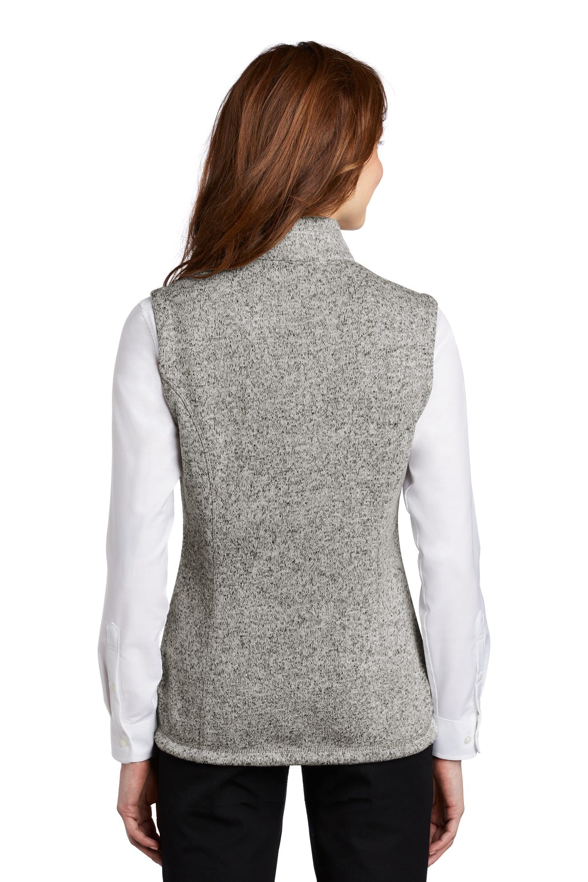 Custom Embroidered Port Authority  Women's Sweater Fleece Vest L236,Grey Heather