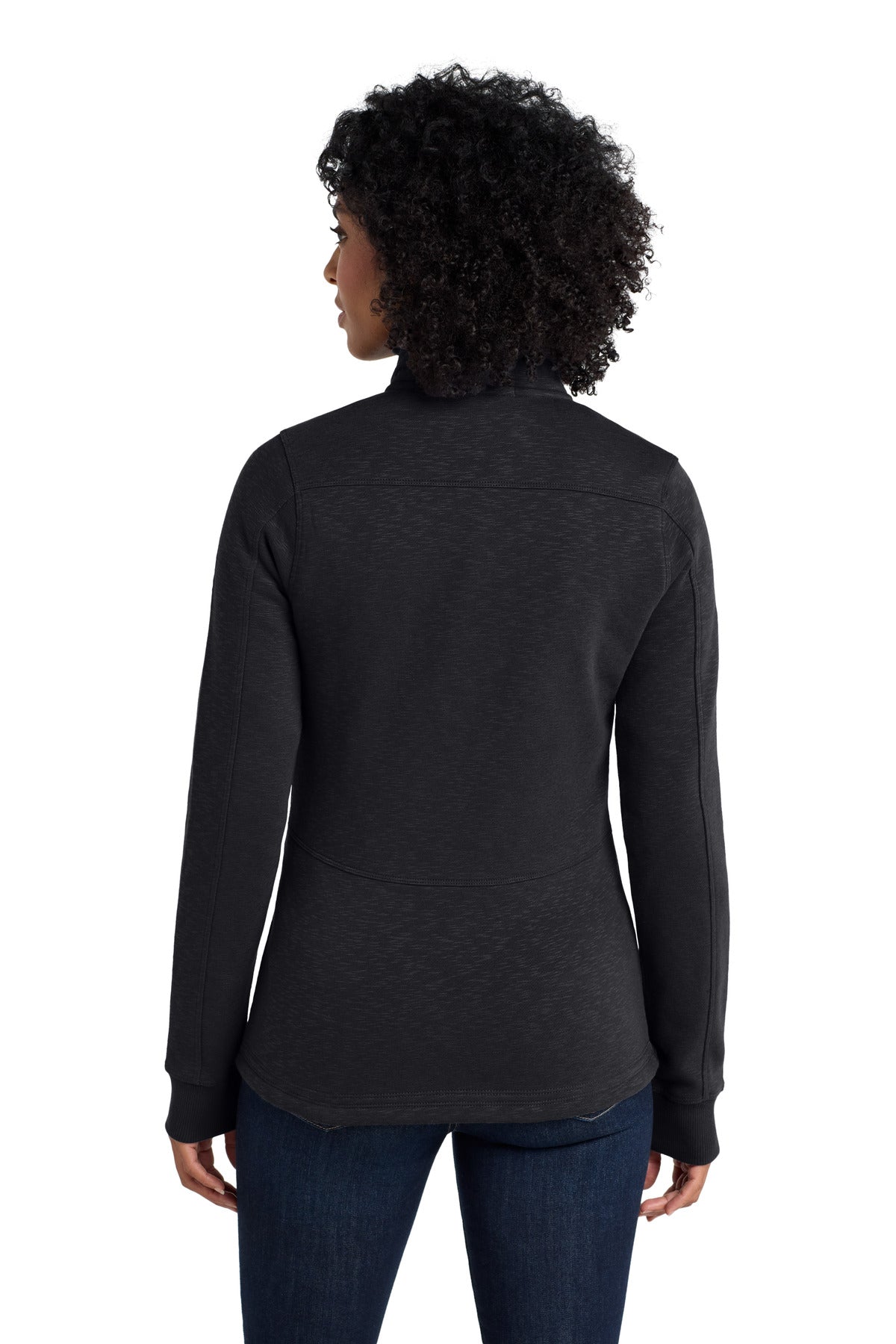 Custom Embroidered Port Authority Women's Slub Fleece Full-Zip Jacket. L293,Black