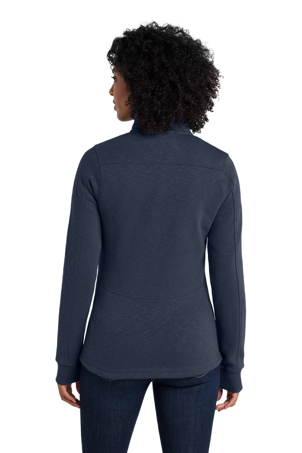 Custom Embroidered Port Authority Women's Slub Fleece Full-Zip Jacket. L293,Navy
