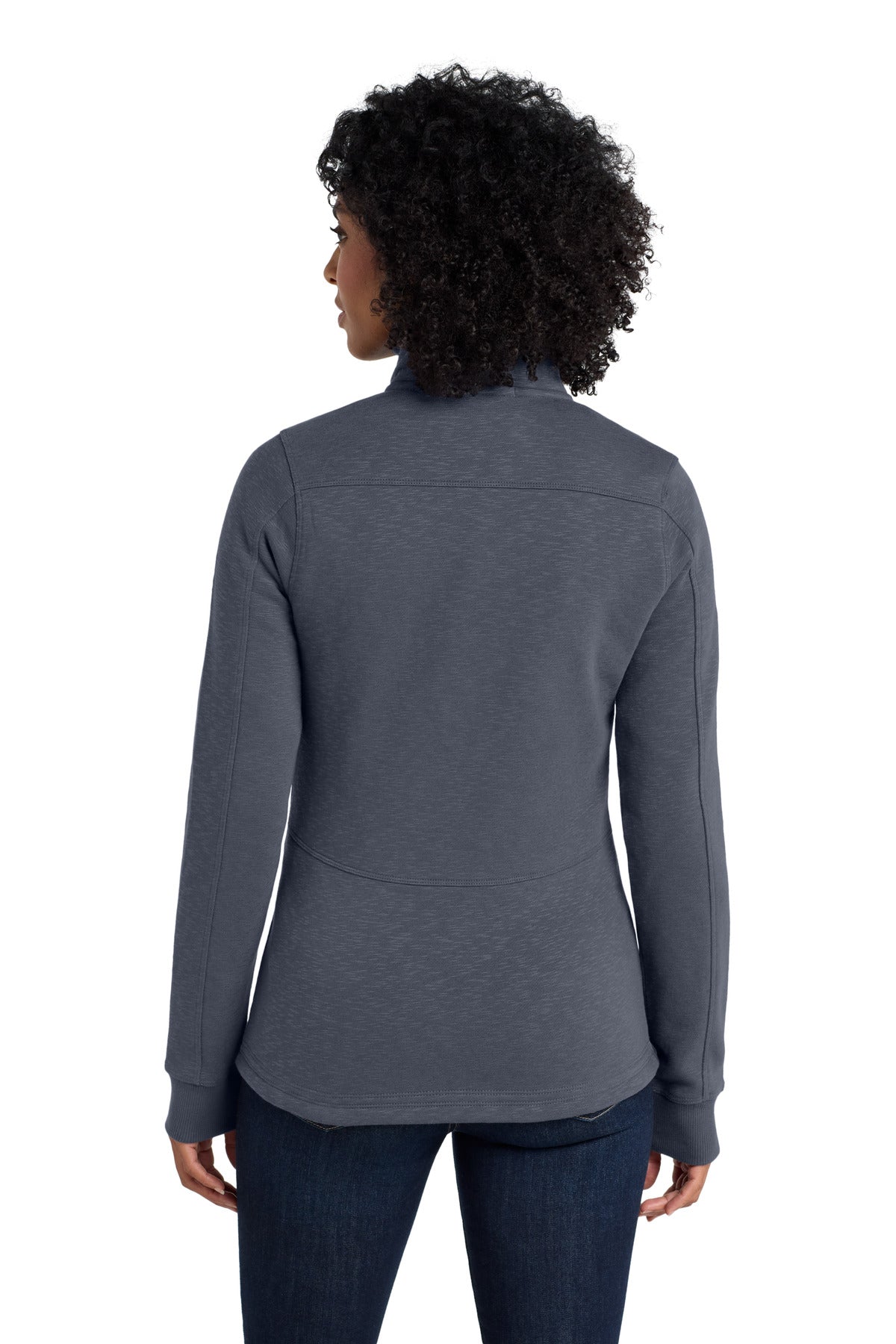 Custom Embroidered Port Authority Women's Slub Fleece Full-Zip Jacket. L293,Slate Grey