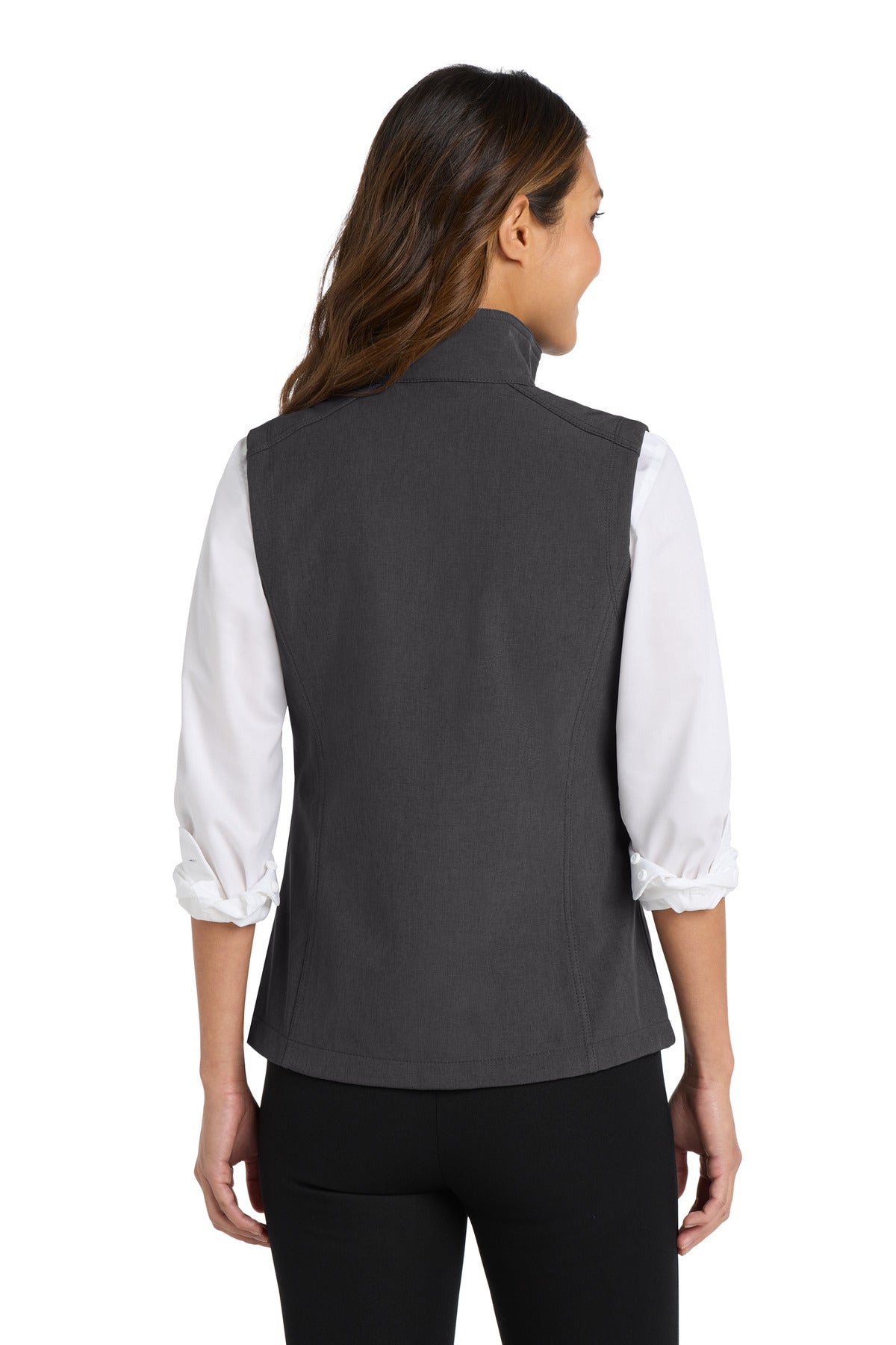 Custom Embroidered Port Authority Women's Core Soft Shell Vest. L325,Black Charcoal Heather