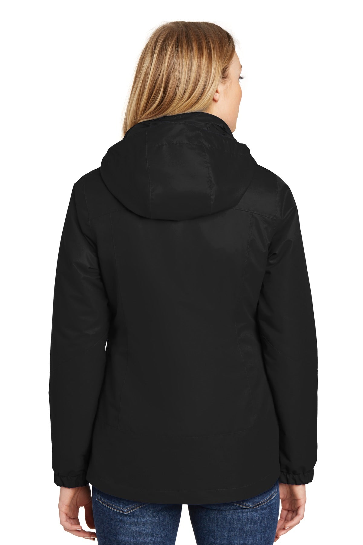 Custom Embroidered Port Authority Women's Vortex Waterproof 3-in-1 Jacket. L332,Black/ Black